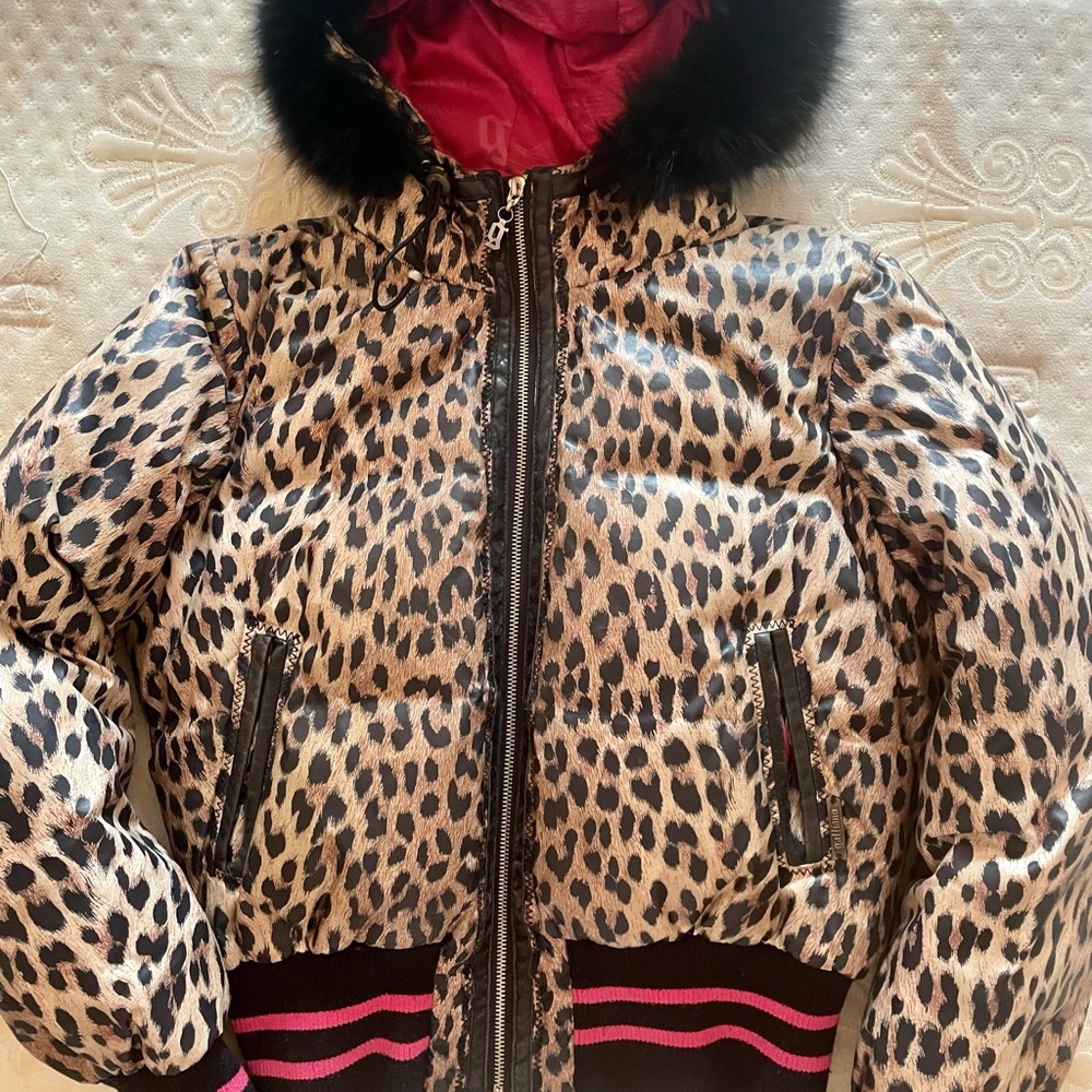 Galliano Leopard jacket/bomber/puffer with the genuine down and real fur.